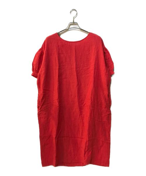 journal standard luxe（ジャーナルスタンダード ラックス）journal standard luxe (ジャーナルスタンダード ラックス) アズマタキリネン パフワンピース レッド サイズ:Sの古着・服飾アイテム
