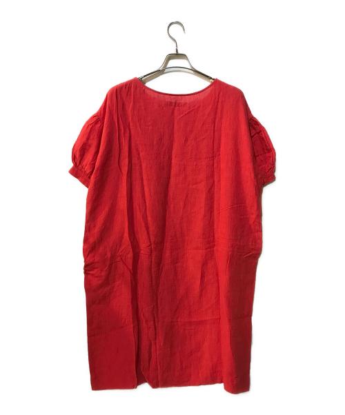 journal standard luxe（ジャーナルスタンダード ラックス）journal standard luxe (ジャーナルスタンダード ラックス) アズマタキリネン パフワンピース レッド サイズ:Sの古着・服飾アイテム