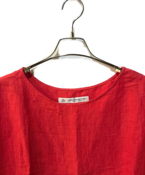 journal standard luxe（ジャーナルスタンダード ラックス）journal standard luxe (ジャーナルスタンダード ラックス) アズマタキリネン パフワンピース レッド サイズ:Sの古着・服飾アイテム