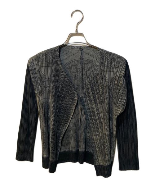 PLEATS PLEASE（プリーツプリーズ）PLEATS PLEASE (プリーツプリーズ) 総柄プリーツカーディガン グレー サイズ:3の古着・服飾アイテム