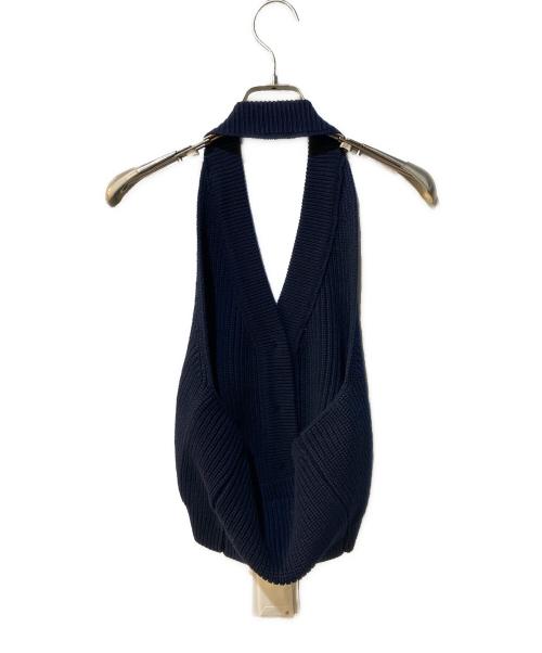 CLANE（クラネ）CLANE (クラネ) HALTER NECK BUSTIER KNIT TOPS ネイビー サイズ:2 未使用品の古着・服飾アイテム