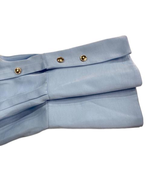 polaura（ポロ―ラ）polaura (ポロ―ラ) ボウタイmany wayオフショルサテンブラウス ブルー サイズ:Free 未使用品の古着・服飾アイテム