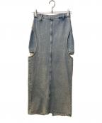 CLANEクラネ）の古着「サークルカット レイヤード デニムスカート」｜インディゴ