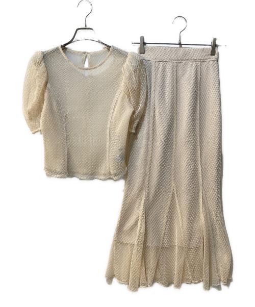 COCODEAL（ココディール）COCODEAL (ココディール) メッシュレースセットアップ ベージュ サイズ:2の古着・服飾アイテム