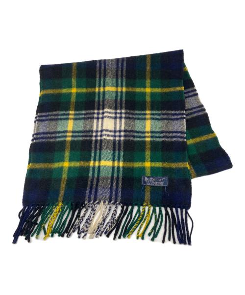 Burberry's（バーバリー）Burberry's (バーバリーズ) カシミヤ100％マフラー ネイビー×グリーン サイズ:Freeの古着・服飾アイテム