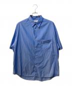 Graphpaperグラフペーパー）の古着「Broad S/S Oversized Regular Collar Shirt」｜ブルー