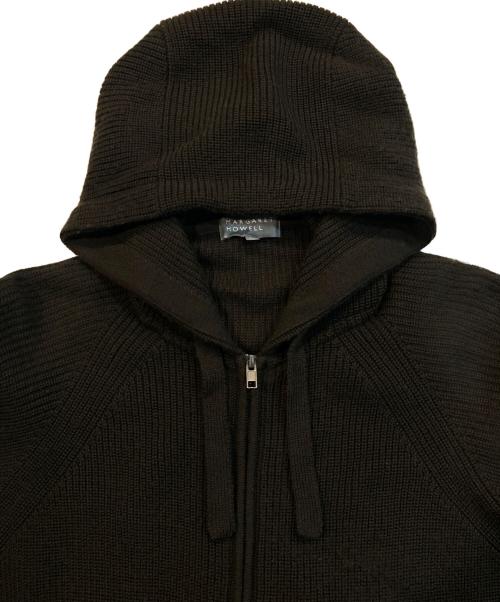 MARGARET HOWELL（マーガレットハウエル）MARGARET HOWELL (マーガレットハウエル) メリノウール ジップアップニットパーカー ブラウン サイズ:Mの古着・服飾アイテム