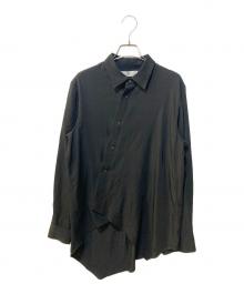 ETHOSENS（エトセンス）の古着「テンセルアシンメトリーシャツ」｜ブラック