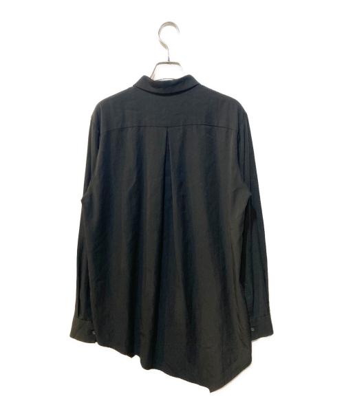 ETHOSENS（エトセンス）ETHOSENS (エトセンス) テンセルアシンメトリーシャツ ブラック サイズ:Freeの古着・服飾アイテム