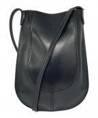 YAHKIヤーキ）の古着「スプリットレザー ラウンドミニショルダーバッグ」｜ブラック