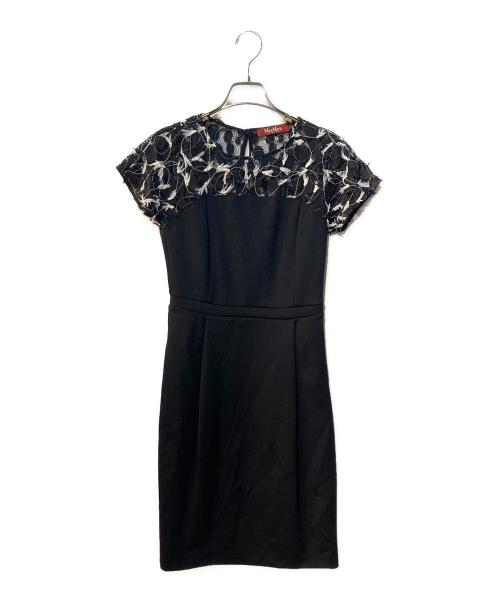 Max Mara Studio（マックスマーラ ストゥディオ）Max Mara Studio (マックスマーラ ストゥディオ) レース切り替えワンピース ブラック サイズ:38の古着・服飾アイテム