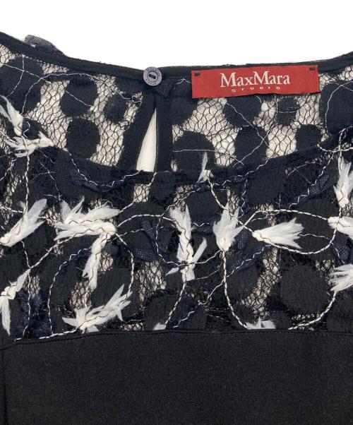 Max Mara Studio（マックスマーラ ストゥディオ）Max Mara Studio (マックスマーラ ストゥディオ) レース切り替えワンピース ブラック サイズ:38の古着・服飾アイテム