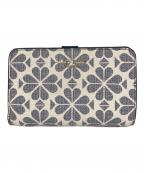 Kate Spadeケイトスペード）の古着「スペード フラワー コーテッド キャンバス コンパクト ウォレット」｜ホワイト