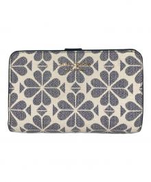 Kate Spade（ケイトスペード）の古着「スペード フラワー コーテッド キャンバス コンパクト ウォレット」｜ホワイト