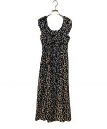 FRAY ID（フレイ アイディー）の古着「フラワープリントオフショルワンピース」｜ブラック