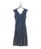 FRAY IDフレイ アイディー）の古着「フリンジジャガードカシュクールワンピース」｜ブルー