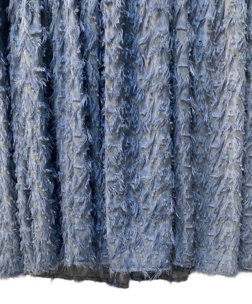 FRAY ID（フレイ アイディー）FRAY ID (フレイ アイディー) フリンジジャガードカシュクールワンピース ブルー サイズ:Sの古着・服飾アイテム