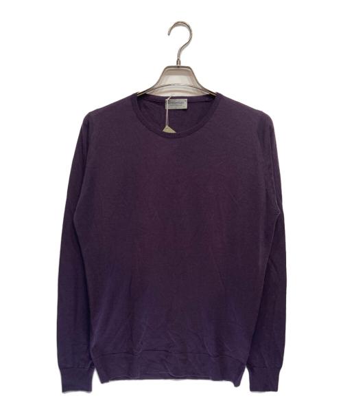 JOHN SMEDLEY（ジョンスメドレー）JOHN SMEDLEY (ジョンスメドレー) メリノ ウール クルーネック ニット パープル サイズ:Mの古着・服飾アイテム