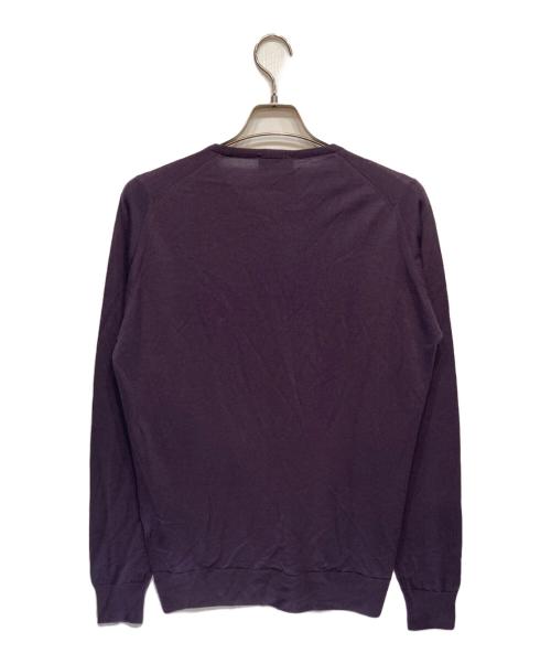 JOHN SMEDLEY（ジョンスメドレー）JOHN SMEDLEY (ジョンスメドレー) メリノ ウール クルーネック ニット パープル サイズ:Mの古着・服飾アイテム