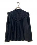 SLOBE IENAスローブ イエナ）の古着「フリルピンタックブラウス」｜ネイビー