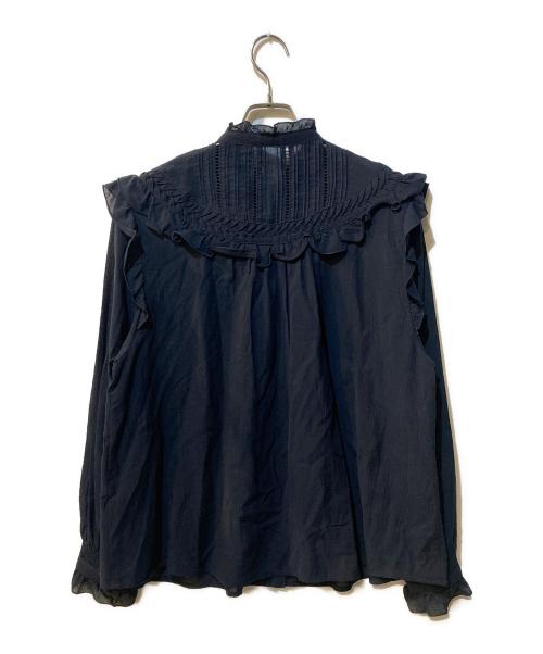 SLOBE IENA（スローブ イエナ）SLOBE IENA (スローブ イエナ) フリルピンタックブラウス ネイビー サイズ:Freeの古着・服飾アイテム
