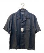 CAHLUMNカウラム）の古着「Linen Open Collar Shirt」｜ダークネイビー