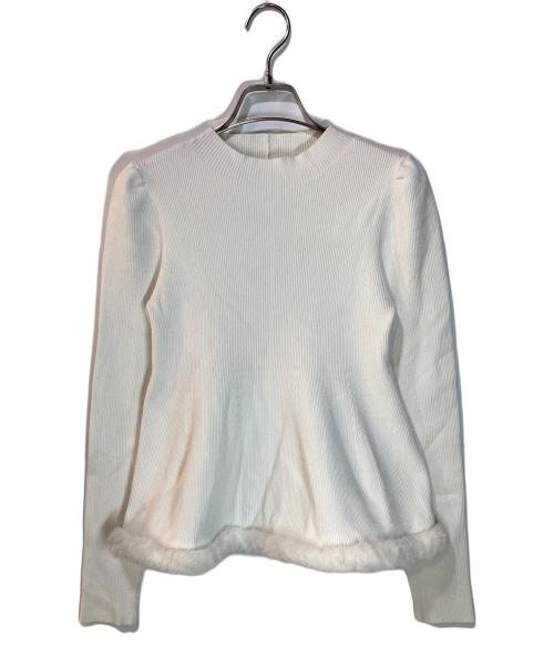 CELFORD（セルフォード）CELFORD (セルフォード) ファーヘムペプラムニットプルオーバー ホワイト サイズ:36の古着・服飾アイテム