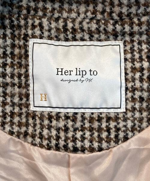 HER LIP TO（ハーリップトゥ）HER LIP TO (ハーリップトゥ) Check Tweed Jacket ベージュ サイズ:Mの古着・服飾アイテム