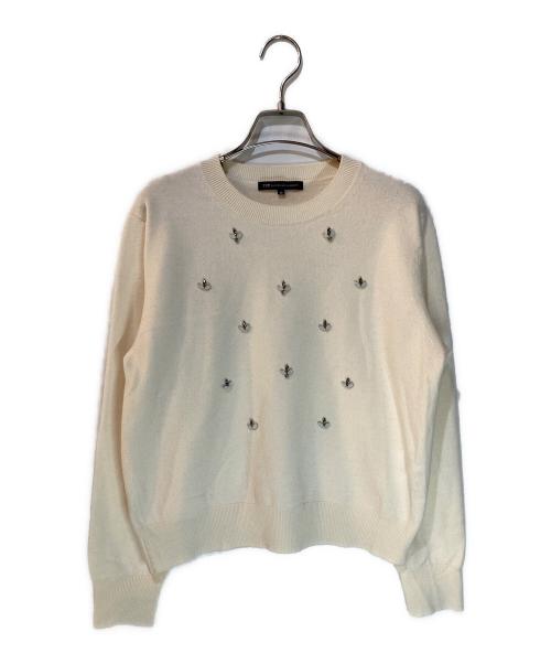 23区（ニジュウサンク）23区 (ニジュウサンク) ビジュー クルーネック ニット ホワイト サイズ:38の古着・服飾アイテム
