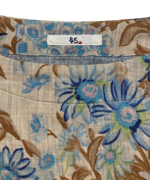 45rpm（45アールピーエム）45rpm (45アールピーエム) 二重折りガーゼ 花柄ワンピース ベージュの古着・服飾アイテム