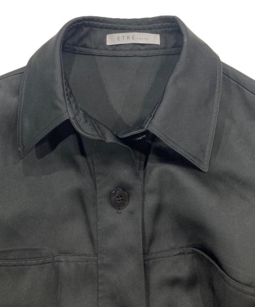 ETRE TOKYO（エトレトウキョウ）ETRE TOKYO (エトレトウキョウ) サテンシャツブルゾン ブラック サイズ:Freeの古着・服飾アイテム