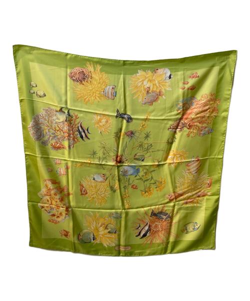 Salvatore Ferragamo（サルヴァトーレ フェラガモ）Salvatore Ferragamo (サルヴァトーレ フェラガモ) シルクスカーフ グリーンの古着・服飾アイテム