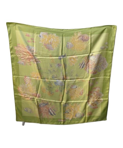 Salvatore Ferragamo（サルヴァトーレ フェラガモ）Salvatore Ferragamo (サルヴァトーレ フェラガモ) シルクスカーフ グリーンの古着・服飾アイテム