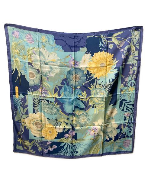 Salvatore Ferragamo（サルヴァトーレ フェラガモ）Salvatore Ferragamo (サルヴァトーレ フェラガモ) シルクスカーフ ブルーの古着・服飾アイテム