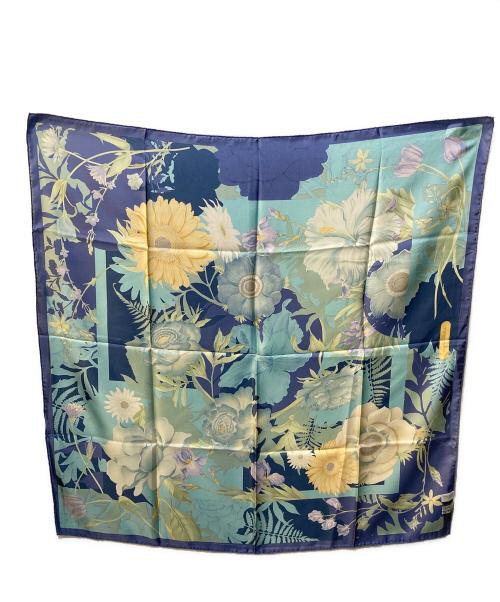 Salvatore Ferragamo（サルヴァトーレ フェラガモ）Salvatore Ferragamo (サルヴァトーレ フェラガモ) シルクスカーフ ブルーの古着・服飾アイテム