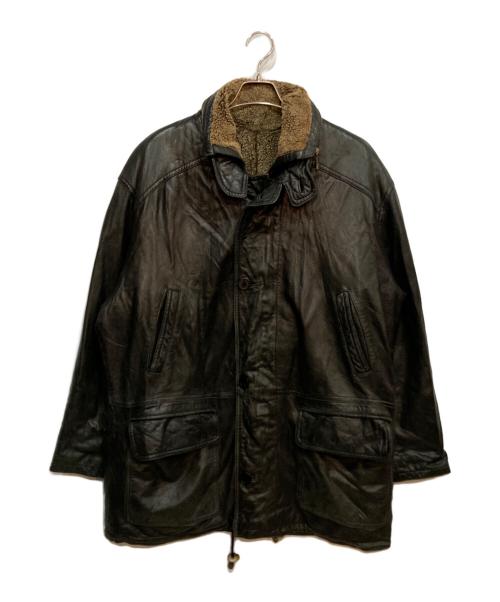 Yves Saint Laurent pour homme（イヴサンローラン プールオム）Yves Saint Laurent pour homme (イヴサンローラン プールオム) ラムレザーコート ブラック サイズ:52の古着・服飾アイテム