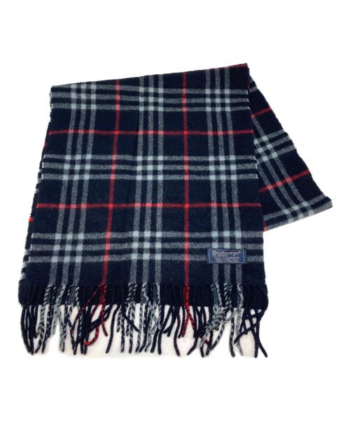 Burberry's（バーバリー）Burberry's (バーバリーズ) カシミヤ100％チェックマフラー ブラックの古着・服飾アイテム