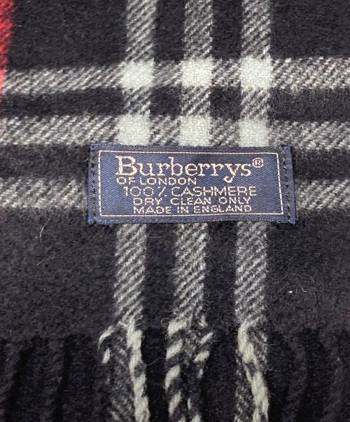 Burberry's（バーバリー）Burberry's (バーバリーズ) カシミヤ100％チェックマフラー ブラックの古着・服飾アイテム