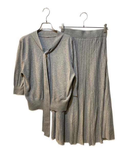 Mila Owen（ミラオーウェン）Mila Owen (ミラオーウェン) ボータイトップスプリーツスカートニットSET グレー サイズ:1の古着・服飾アイテム