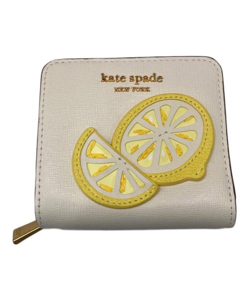Kate Spade（ケイトスペード）Kate Spade (ケイトスペード) レモン ドロップ アップリケ スモール コンパクト ウォレット ホワイトの古着・服飾アイテム