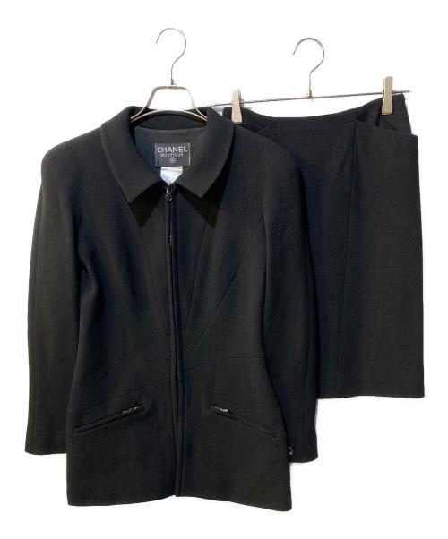 CHANEL BOUTIQUE（シャネル ブティック）CHANEL BOUTIQUE (シャネル ブティック) 裏地シルクウールジャケットセットアップ ブラック サイズ:38の古着・服飾アイテム