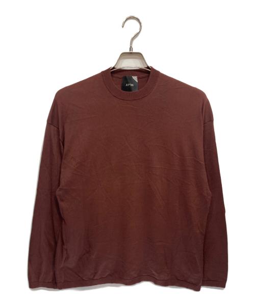 ATON（エイトン）ATON (エイトン) 良質 コットン クルーネック ハイゲージ ニット ブラウン サイズ:02の古着・服飾アイテム
