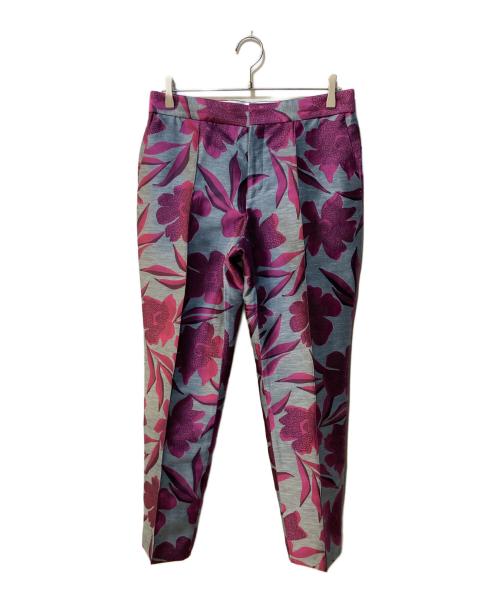 DRAWER（ドゥロワー）DRAWER (ドゥロワー) フラワージャカードステッチパンツ パープル サイズ:40の古着・服飾アイテム