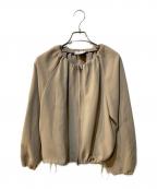UNITED ARROWSユナイテッドアローズ）の古着「ギャザー ノーカラー ブルゾン」｜ベージュ