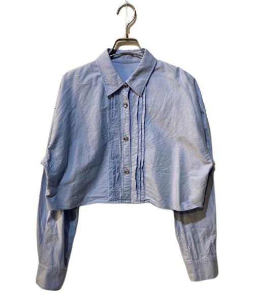 Spick and Span（スピックアンドスパン）Spick and Span (スピックアンドスパン) ビジュークロップドピンタックシャツ スカイブルー サイズ:Freeの古着・服飾アイテム