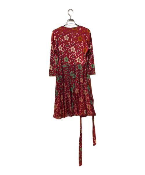 DIANE VON FURSTENBERG（ダイアンフォンファステンバーグ）DIANE VON FURSTENBERG (ダイアンフォンファステンバーグ) シルク100％総柄ガウンワンピース レッド サイズ:6の古着・服飾アイテム