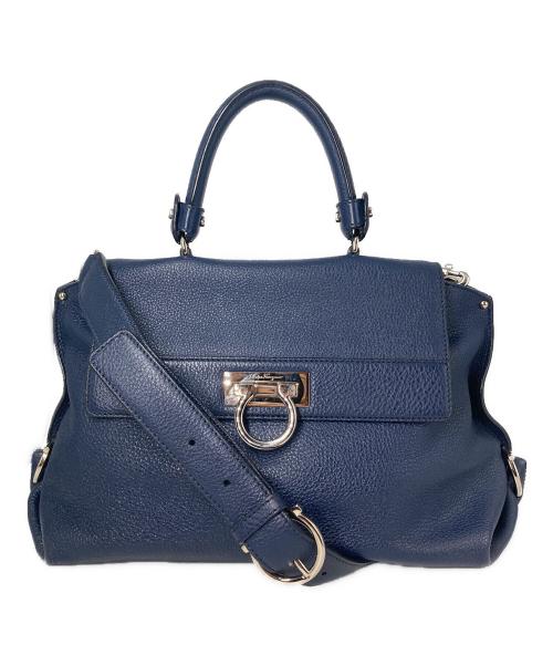 Salvatore Ferragamo（サルヴァトーレ フェラガモ）Salvatore Ferragamo (サルヴァトーレ フェラガモ) ソフィア ガンチーニレザー2WAYバッグ ネイビーの古着・服飾アイテム