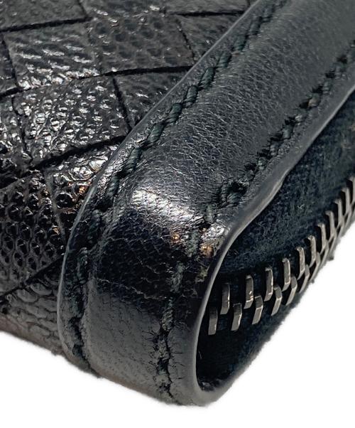BOTTEGA VENETA（ボッテガベネタ）BOTTEGA VENETA (ボッテガベネタ) イントレチャート ラウンドジップウォレット ブラックの古着・服飾アイテム