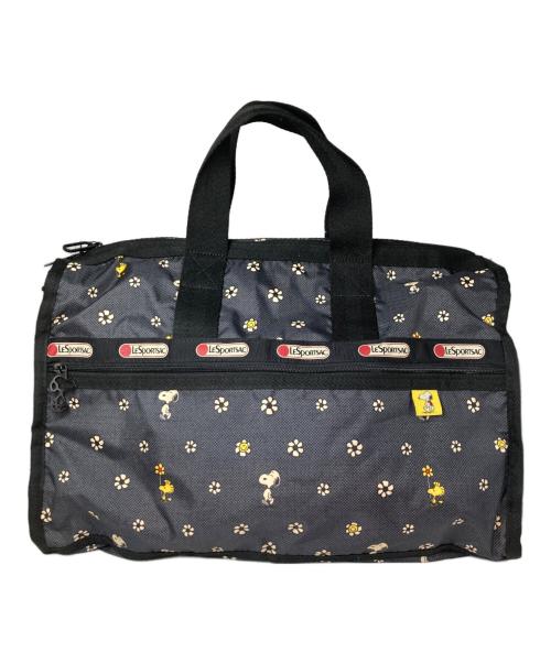 LeSportsac（レスポートサック）LeSportsac (レスポートサック) PEANUTS (ピーナッツ) 総柄ハンドバッグ ブラックの古着・服飾アイテム