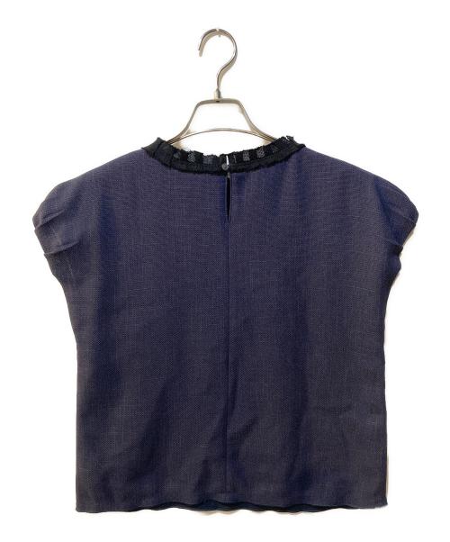 BALLSEY（ボールジィ）BALLSEY (ボールジィ) ポリエステルレーヨンカラミ フレンチスリーブブラウス ネイビー サイズ:36の古着・服飾アイテム